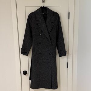 Dark Gray Wool Double-Breasted Coat